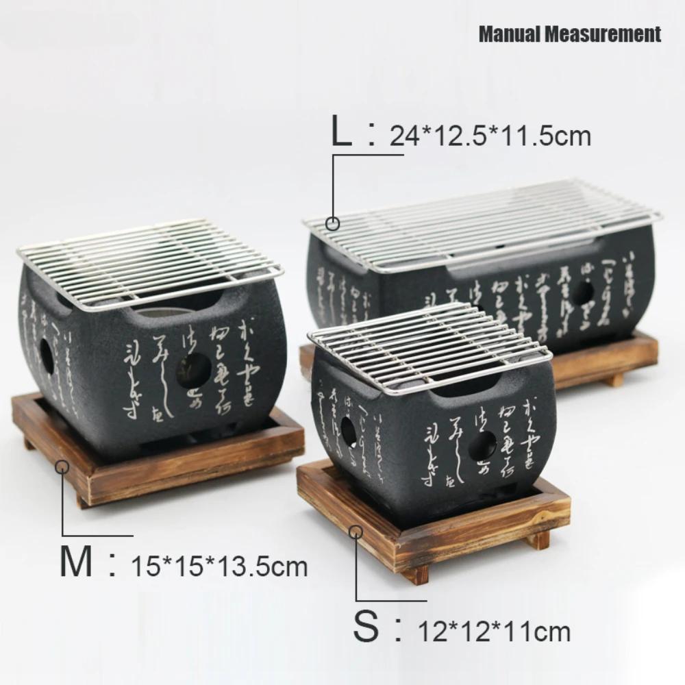 Portable Korean BBQ Grill, Lightweight Aluminum Alloy & Solid Wood Design, Fast Heating for Camping, Picnic, Backyard