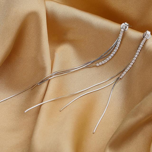 

ANENJERY длинные серьги-цепочки с кисточками для женщин, серьги-подвески с кубическим цирконием, вечерние украшения, новинка 2022 года