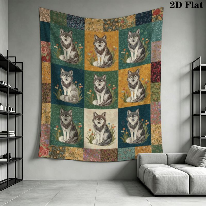 Retro patchwork Animal Wall Tapestry Aesthetic Wall Hanging Printed Fabric Blanket Decorative Tapestries for Bedroom Living Room Home Decor