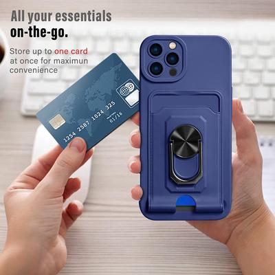 Luxuriöse magnetische Ring-Kartenhalter-Handyhülle für iPhone 16 E 15 14 13 12 11 Pro XS Max SE X Plus Objektivschutz Weiche Silikonabdeckung
