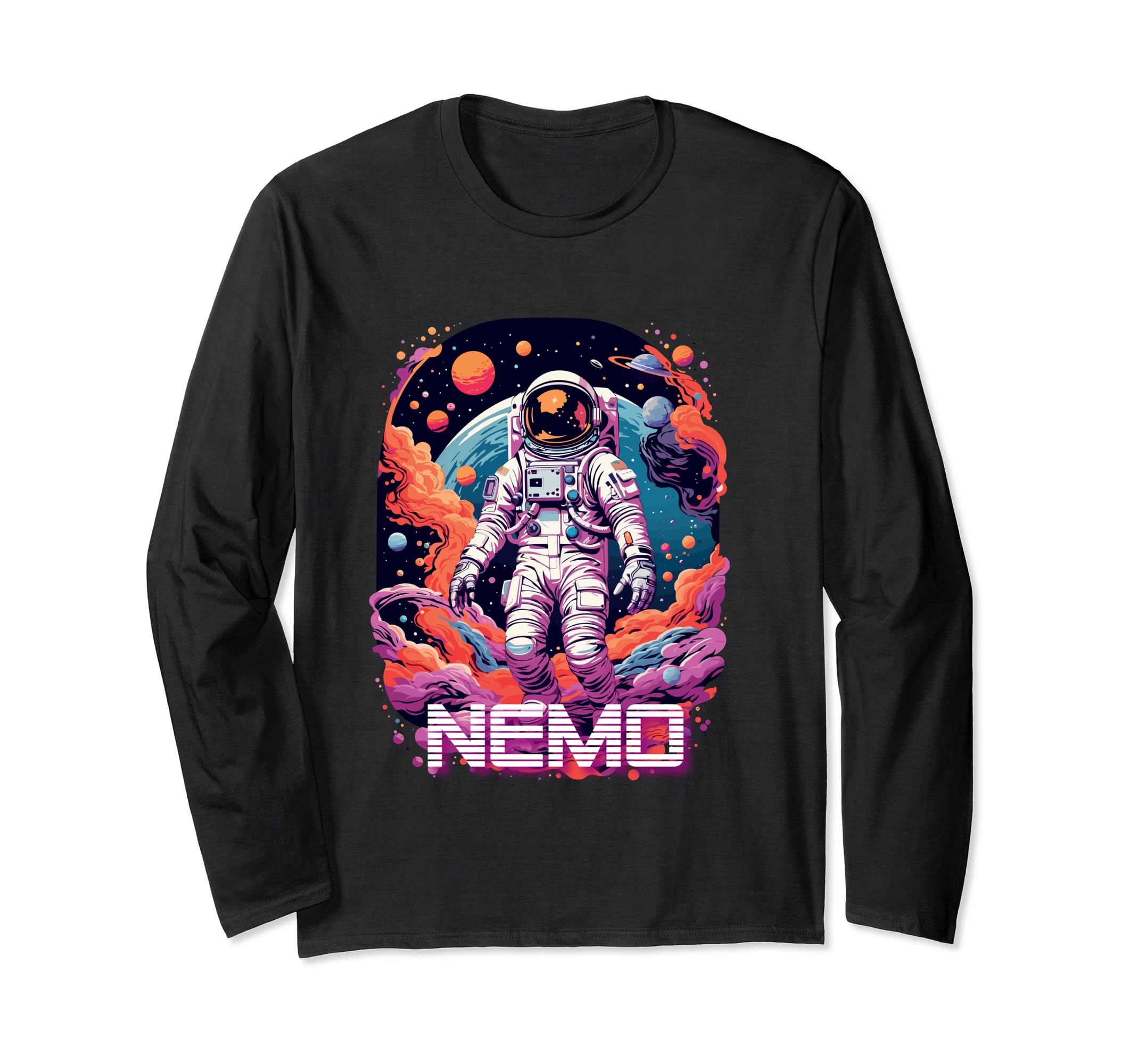 

НЕМО - Милое имя для мальчика с крутой футболкой с длинным рукавом с космонавтом