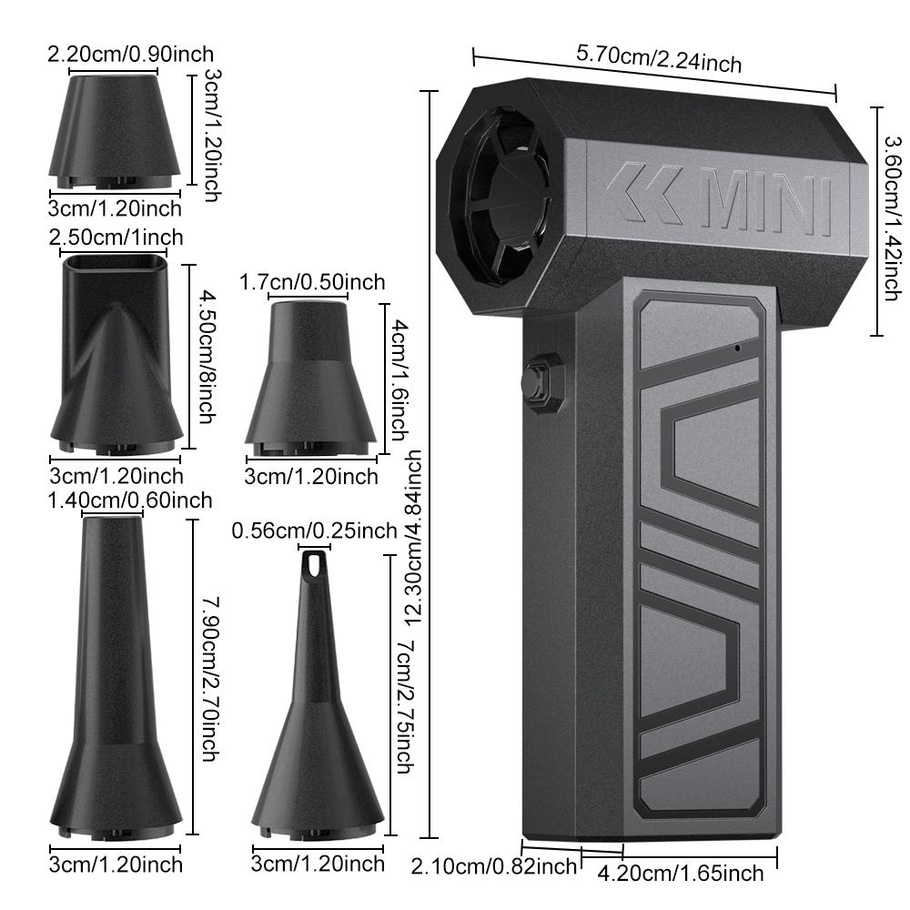 130000RPM Type-C Charging Blowing Snow Portable 5 Outlet Nozzles Car Fan Car Accessories Electric Air Duster Turbo Jet Fan Cleaning Blower Tool