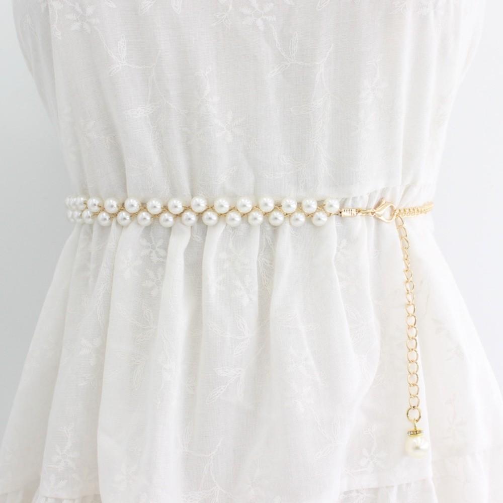 Thin Pearl Pendant Belt Adjustable Dress Skirt Belt Belly Chain Belt Women Dress Decoration