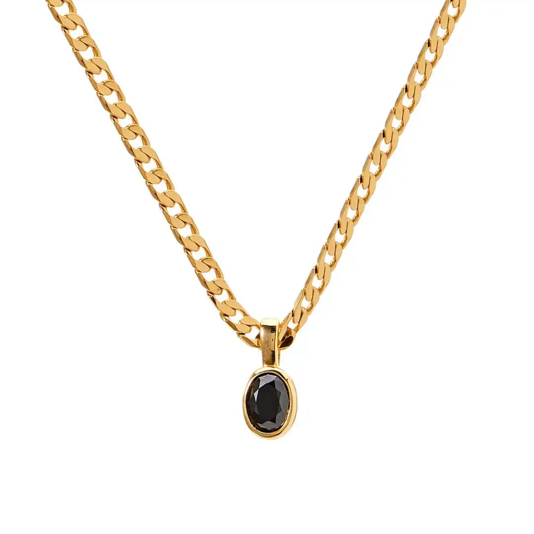 

Fashion Multicolour Crystal Pendant Necklace for Women Stainless Steel Cuban Chain Necklace Wedding Party Jewelry Gifts