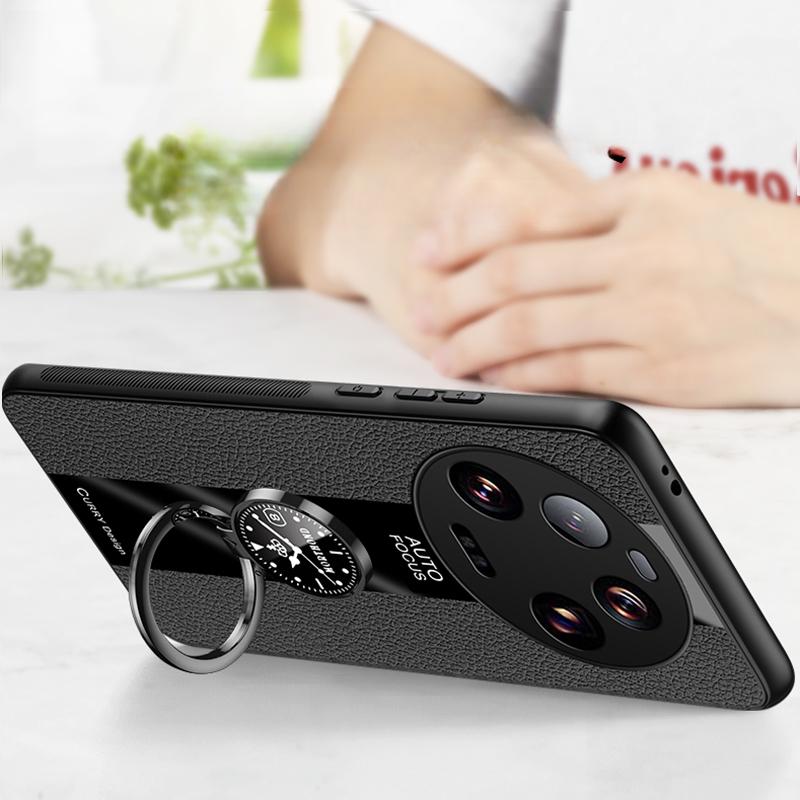 For Xiaomi 15 Ultra Case PU Leather Magnetic Ring Holder Phone Cover for Xiaomi 15 Pro 14 Ultra 14T 13 Lite Matte Soft Bumper Cases