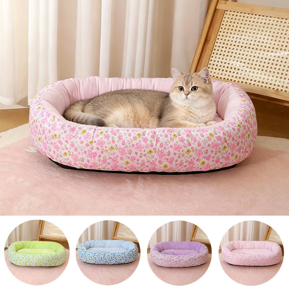 Autumn Elastic Small Dog Bed House Soft Floral Print Soft Cat Bed for Puppy Sleeping Sofa Bed Cute Cat Bed Nest Accessorie