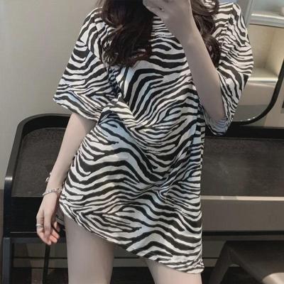 Leopard Print Women's Short-Sleeve T-Shirt - Summer Mid-Length Top