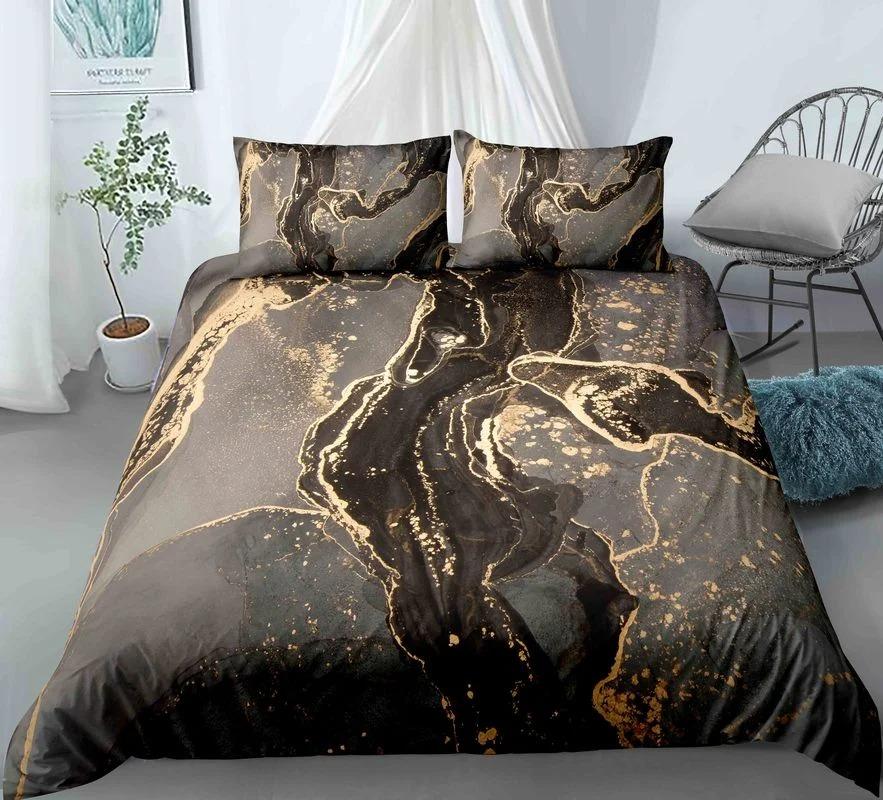 Chic Marble Duvet Cover Microfiber Mint Gold Glitter Turquoise Bedding Set Abstract Aqua Blue Quilt Cover Single Twin Full Size