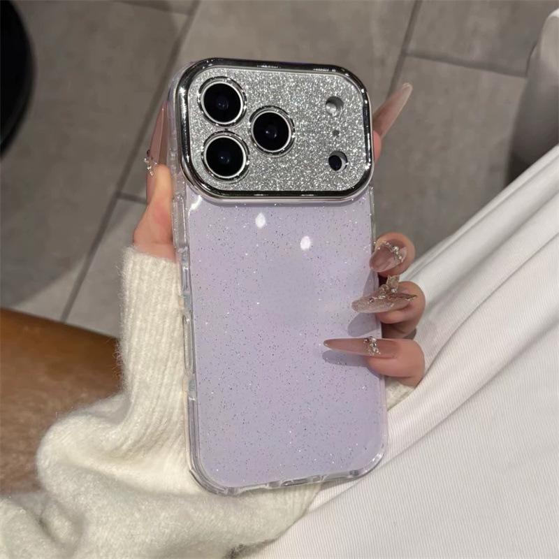Glitter Big Window iPhone 17 Pro Case with Apple 16 Pro Lens Film for 14 & 15 Pro Models.