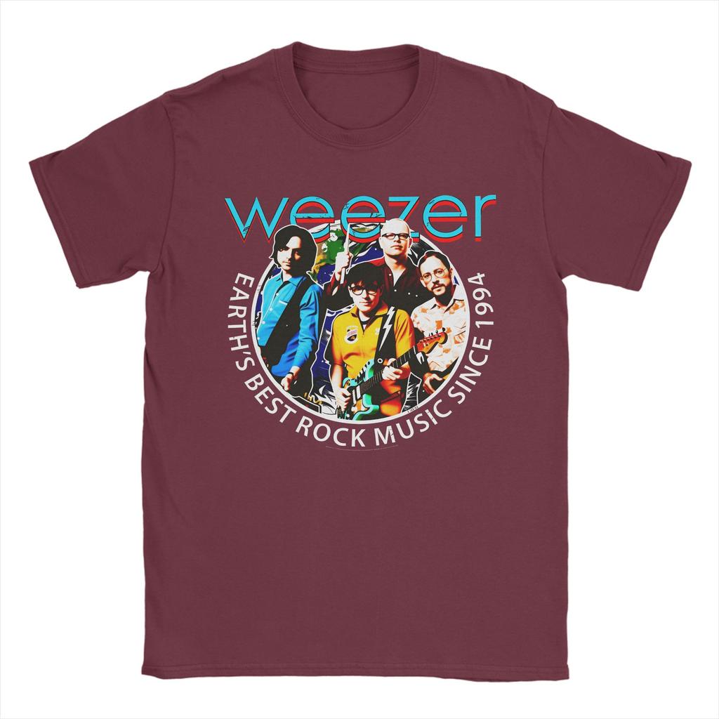 Weezer Band Mens T Shirts Novelty Tee Shirt Short Sleeve Round Neck TShirts Pure Cotton Big Size Clothing