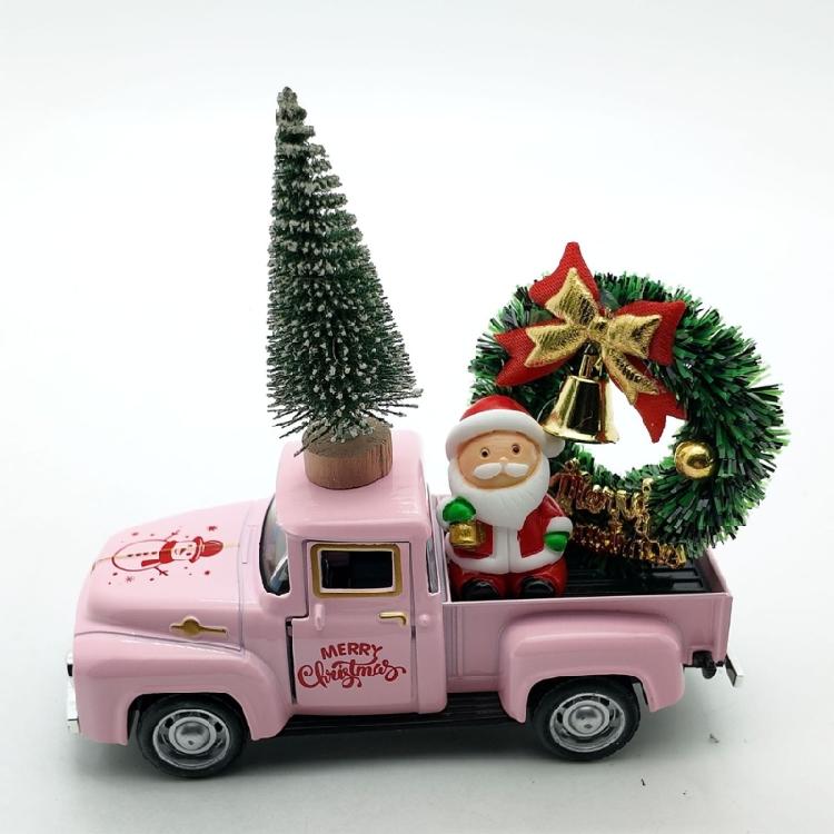 Christmas Metal Truck Decors with Christmas Wreath/Tree Table Decorations Christmas Farm Pickup Truck Decorations