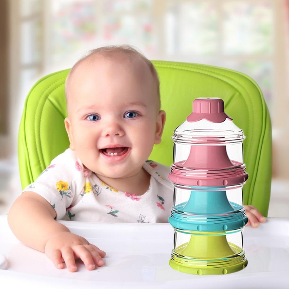 Dispensador de Leite em Pó para Fórmula Infantil 3 Compartimentos Recipiente para Comida de Bebê Recém-Nascido Empilhável Portátil