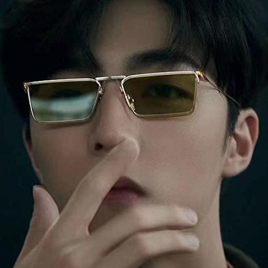 Lady Lamb Vintage Square Metal Frame Stylish Steampunk [meSmart] (Fujisan Megane) Sunglasses, (Light Green)