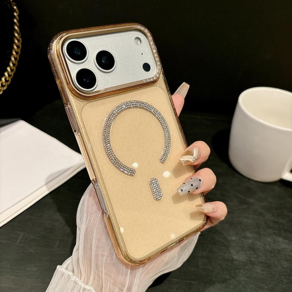 Starry Sky Glitter Magnetic Phone Case for iPhone 17 Pro Max, Rhinestone Drop-Proof Protective Cover.