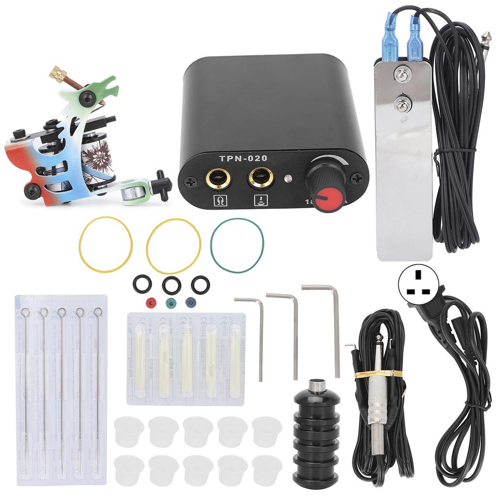 Professional Tattoo Machine Kit Stainless Steel Foot Pedal Tattoo Needle Makeup Tattoo Tool