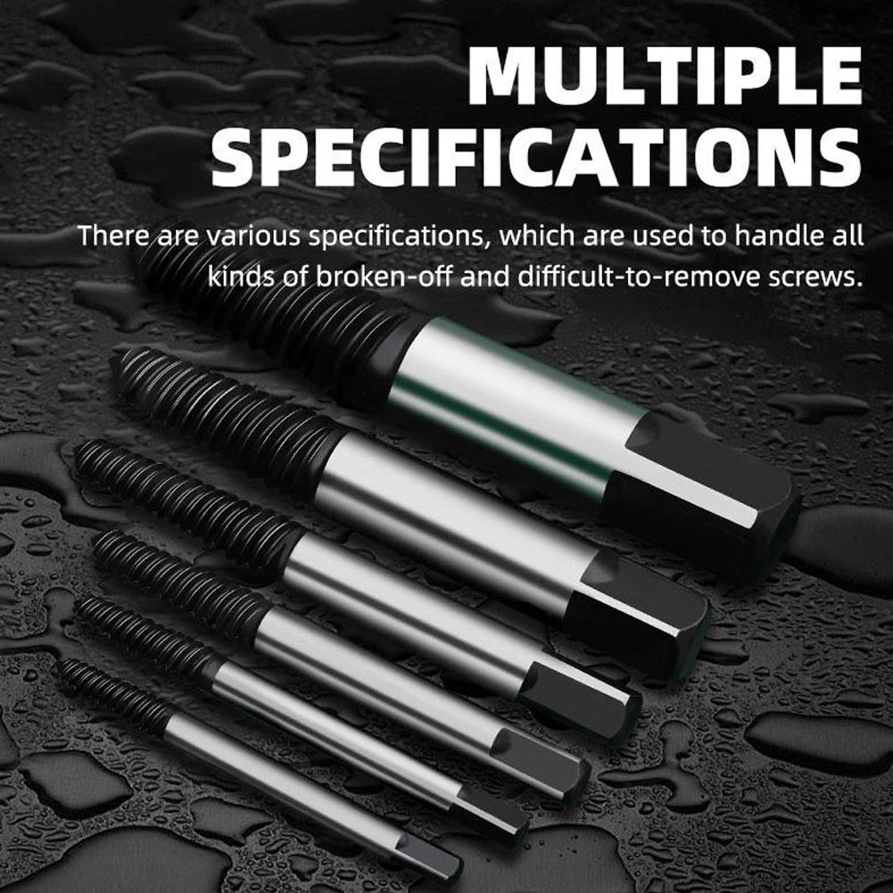 5/6 Pcs Spiral Screw Extractor Set, Easy Out Broken Bolt Extractor for Removing Rounded-Off, Damaged Screws, Broken Bolts, Studs