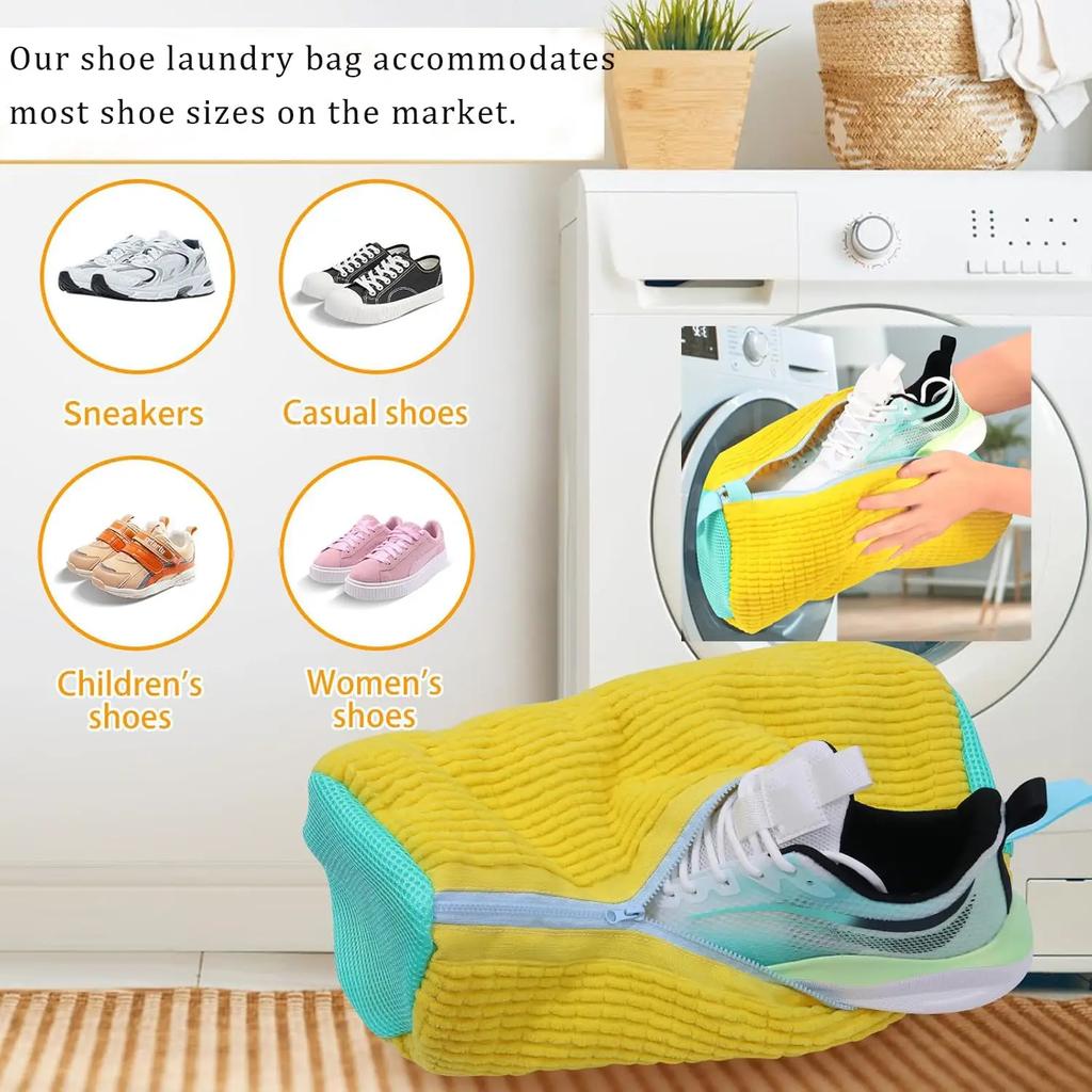 Reusable Shoe Wash Bag Machine Washable Cleaning Bag With Self-locking Zipper for All Shoes Size and Type,for Washer and Dryer