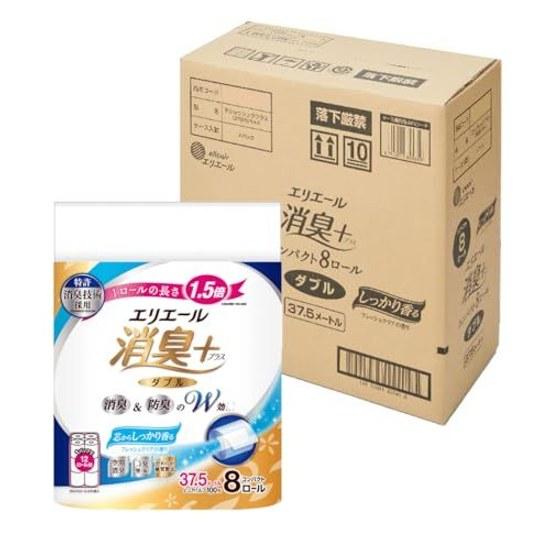 Elieer Toilet Paper Deodorizing Plus (+) 1.5 Times Roll 37.5m32 Rolls (8 Rolls4 Packs) Double 100 Pulp Fresh Clear Scent Strong Fragrance EC Exclusive