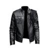 Stilvolle Koreanische Herren Lederjacke mit Stehkragen für Motorrad - Herbst/Winter Trend
