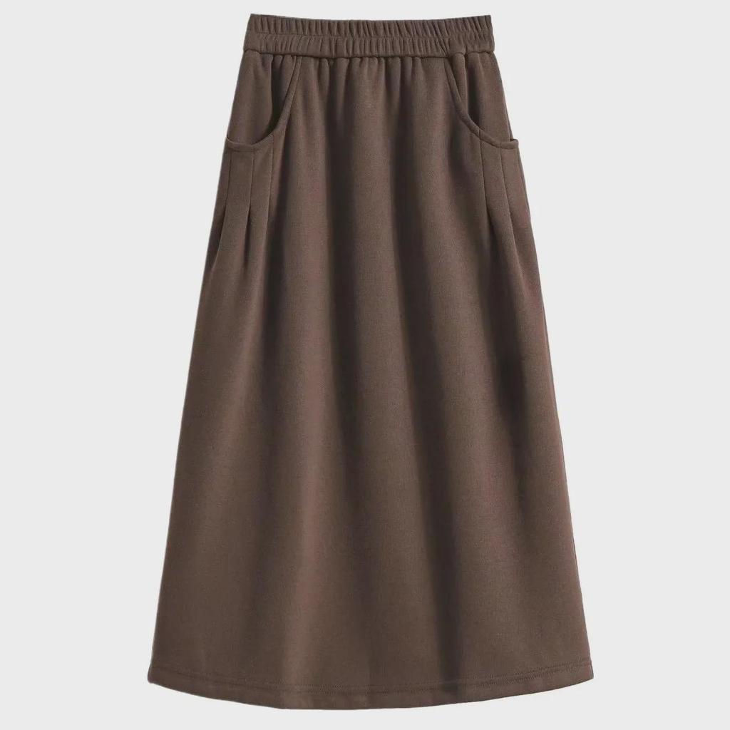 280g Women's High-Waist Imitation Cotton Skirt - Autumn/Winter, Plus Size, Slim Fit for Moms and Curvy Figures