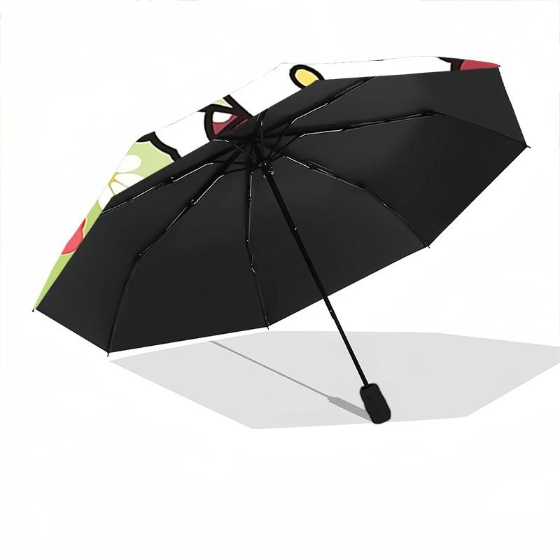 1pc Hello Kitty Floral Print Automatic Opening Folding Umbrella with 8-Bone Iron Frame - Perfect for Outdoor Use, Festive Gifts, Travel, Daily Use, an