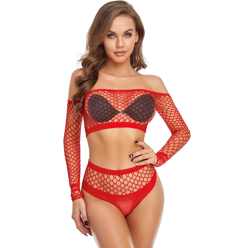 2025new Cup+Panty Fishnet Sleeve Bodystockings Sexy Lingerie Erotic Teddy Fantasy Corset Bodysuits for Women Mesh Sheer Babydoll