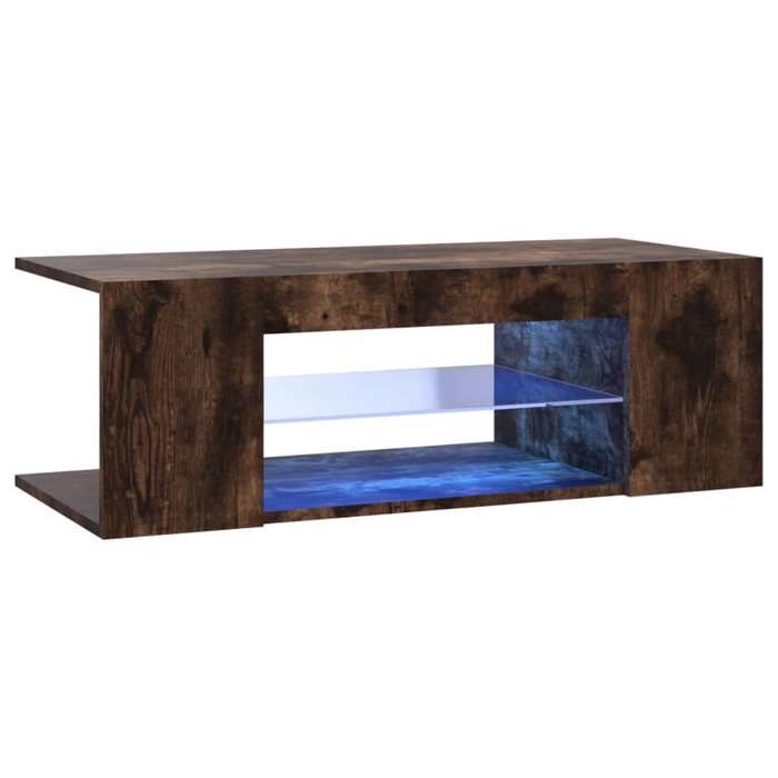 VidaXL Meuble TV avec lumières LED Chêne fumé 90x39x30 cm, support tv, armoire média, armoire hifi, unité tv, unité média, 822665