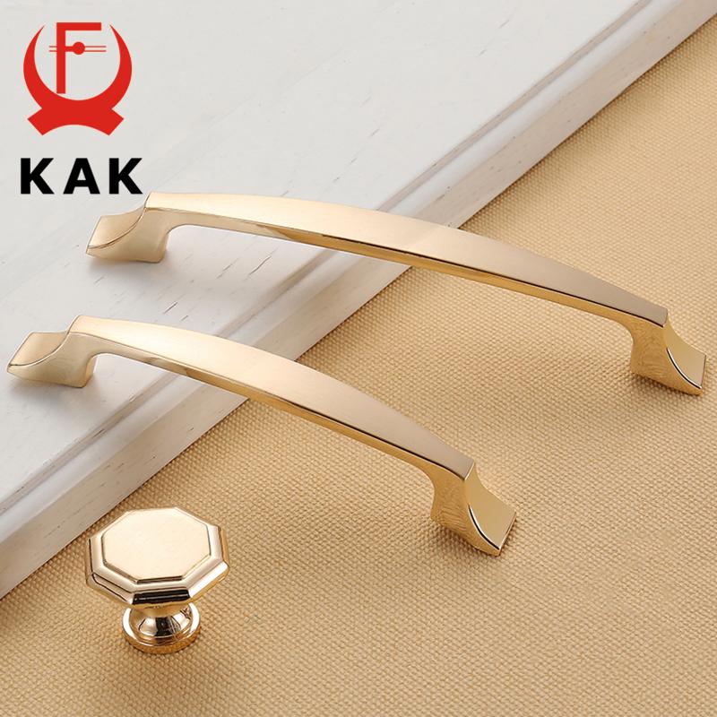 KAK 5 pieces Champagne Gold Door Handles Zinc Alloy Cabinet Handle Drawer Knobs European Wardrobe Pulls Kitchen Furniture Handle