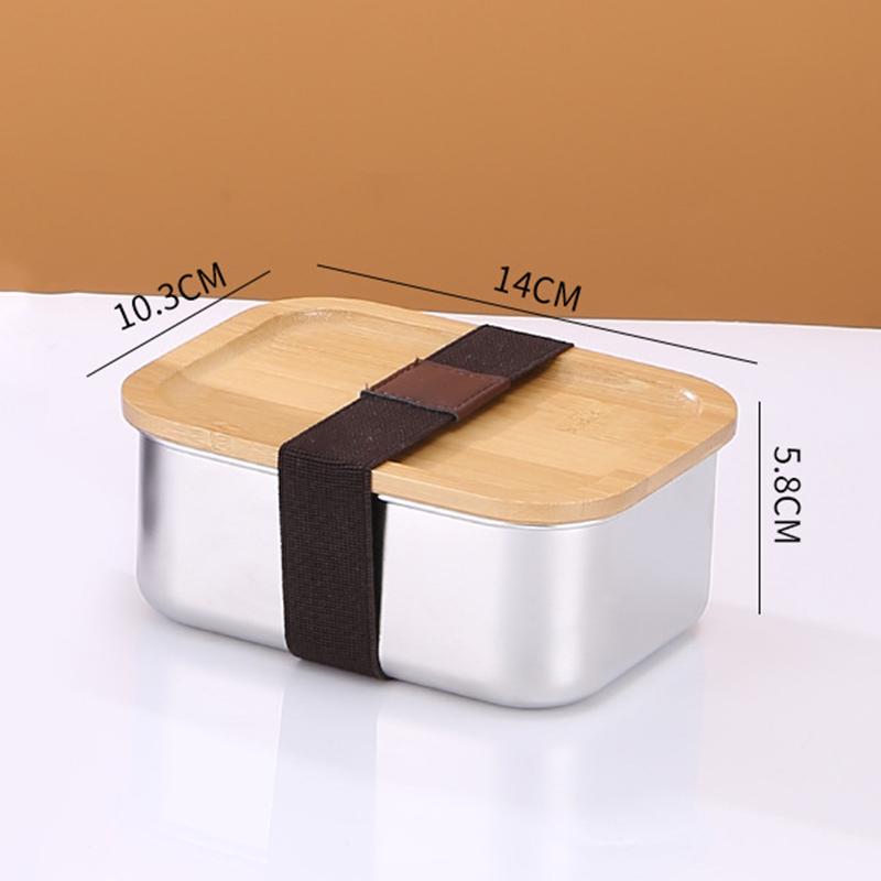 304 Stainless Steel Bamboo Lid Lunch Box, Japanese Style Lid Preservation Box, Lunch Box, Lunch Box, Food Storage Box