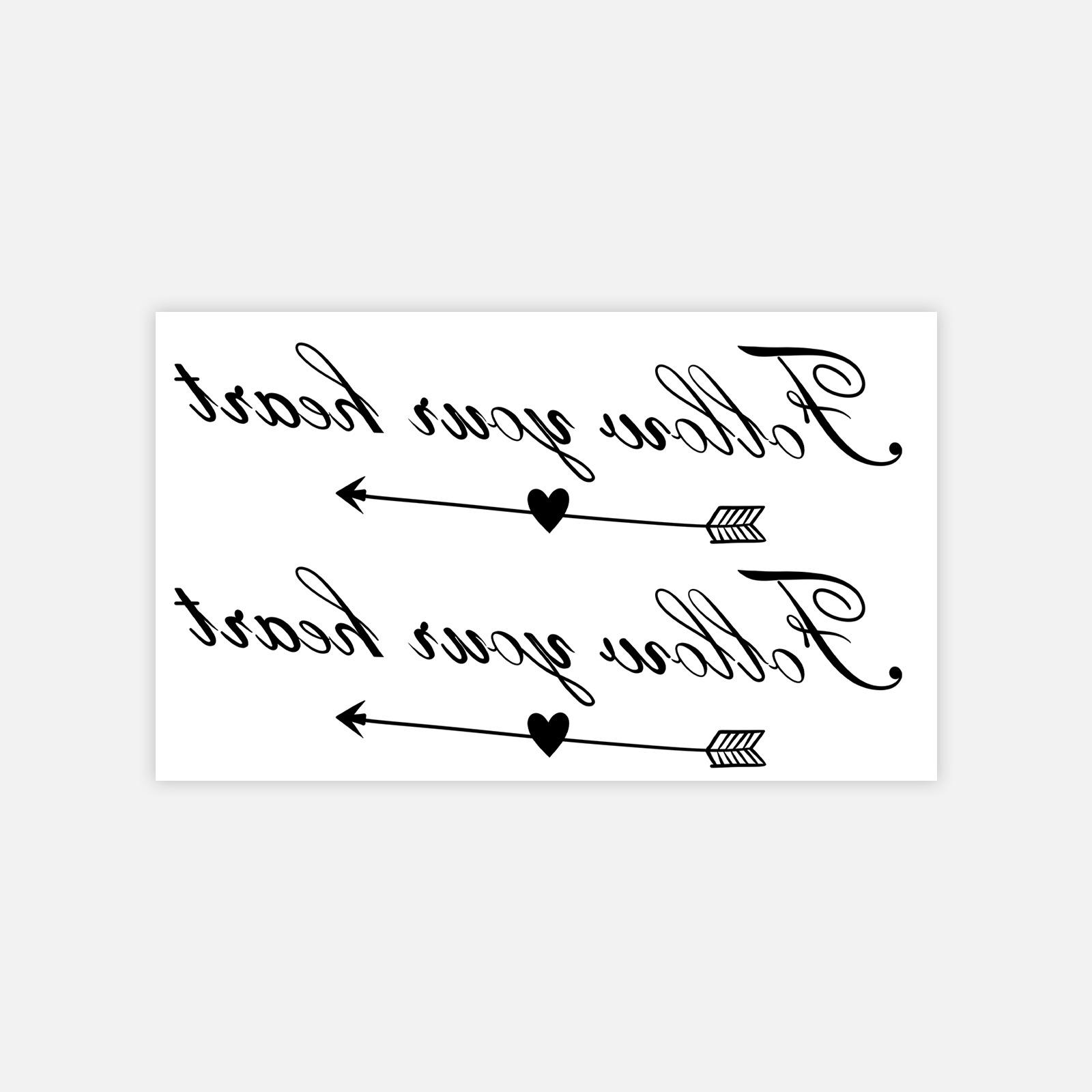 English Short Sentences, Follow Your Heart Tattoo Stickers, Simple Wrist Collarbone Tattoo Stickers 10*6