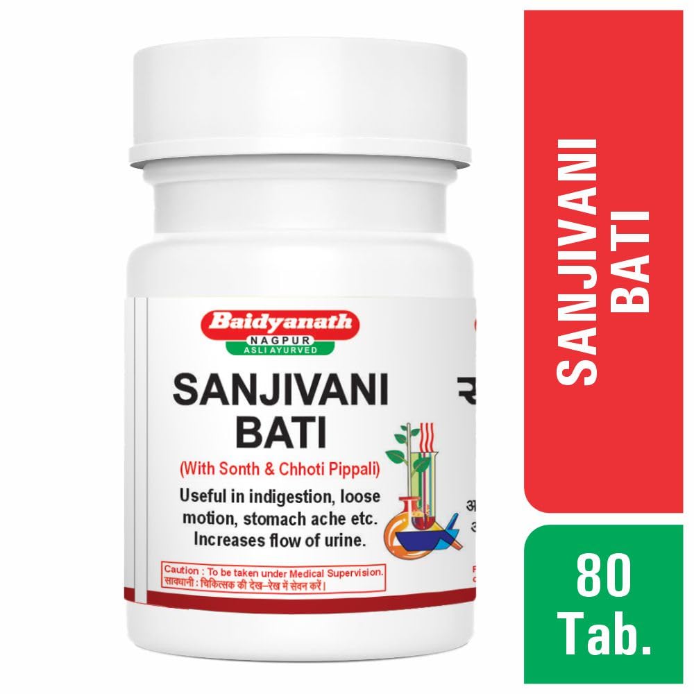 Baidyanath Asli Ayurved Sanjivani Bati 80 Tablets X Pack of 2 | Herbal Digestive Support & Internal Balance