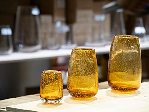 FOYER Glass Amber Flower Vase, 16cm H X 10.5cm W, 2c00001AM F