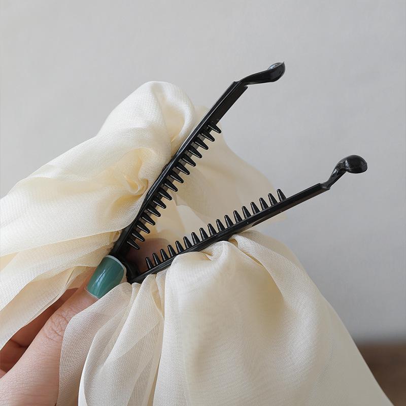 French Elegant Banana Clip with Mesh Bow for Women