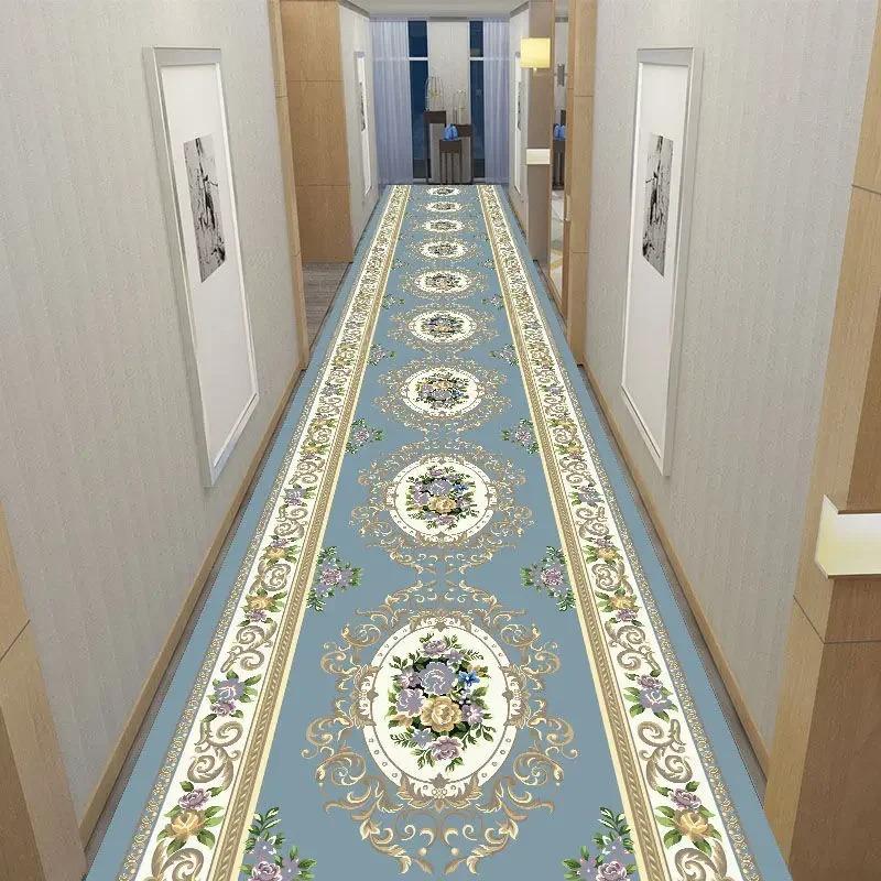 America European Long Corridor Carpet Luxury Decoration Hallway Rug Non-slip Easy Cleaning Floor Mat Stairway Runners Carpets