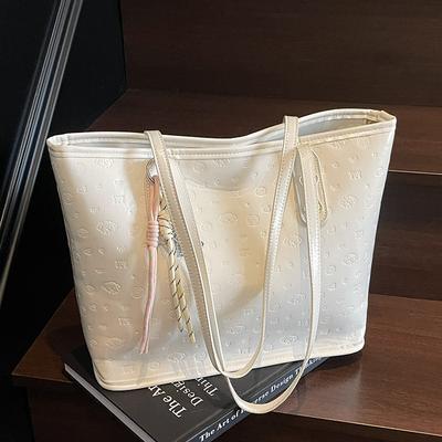 2025 Spring New Cute Embossed Auruofeng Simple Large-capacity Tote Bag Foreign Versatile Casual Shoulder Bag