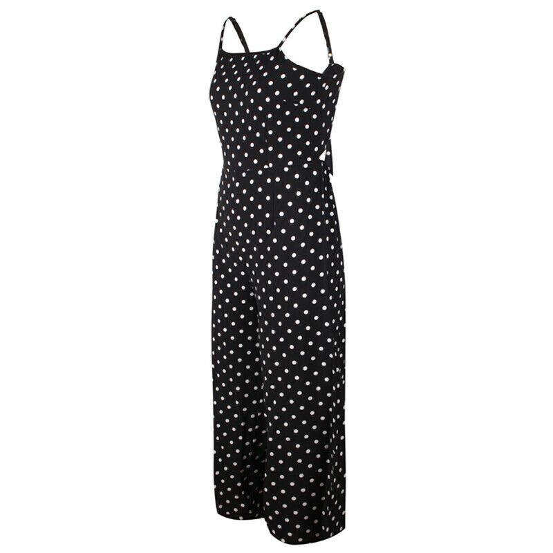 Elegant Womens Polka Dot Jumpsuit With Sleeveless And Wide Leg Pants Backless Design