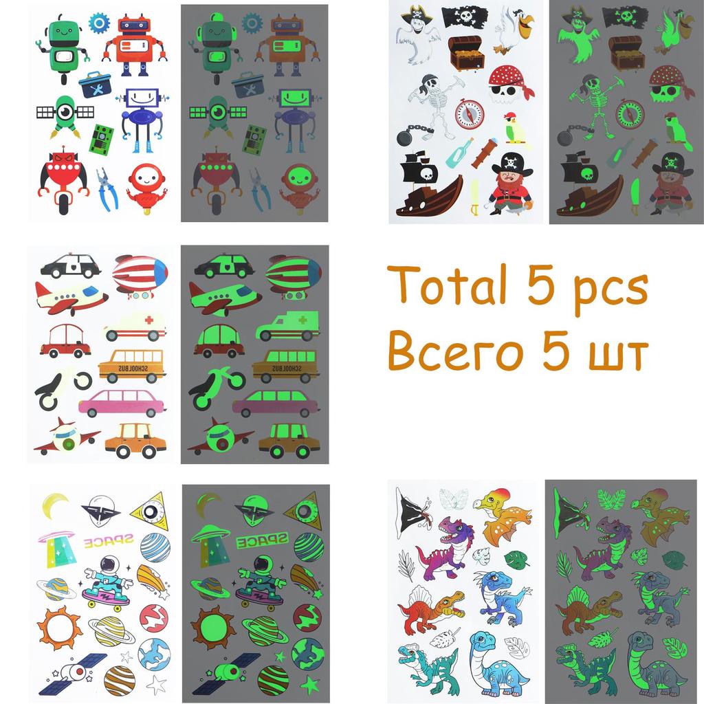 Tattoo Stickers Luminous Child Kid Temporary Fake Tattoos Glow Paste On Face Arm Leg for Children Body Art Unicorn Sticker Toy