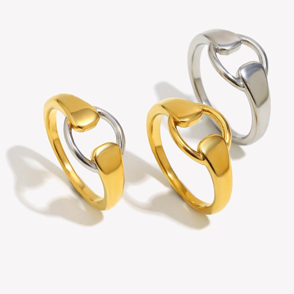 E.B.belle Mixfarbe Minimalistischer Stil Spleißkreisring Stapelbarer Schmuck 316L Edelstahl 18 Karat Gold Charm Hypoallergen