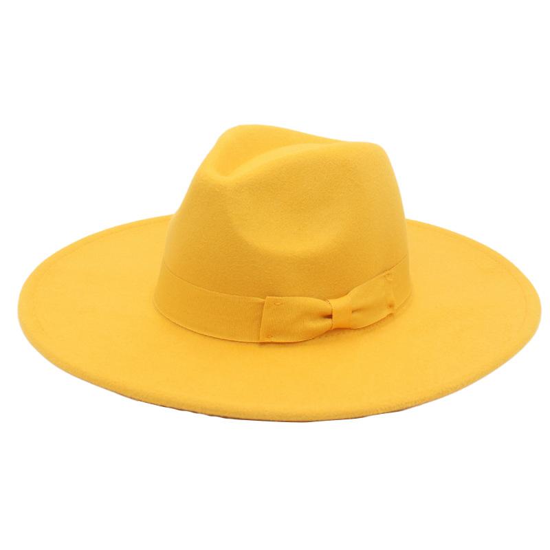 Jazz Hat Retro Men'S And Women'S Cotton Felt Hat Big Brim Panama Hat Gold Chain Hat