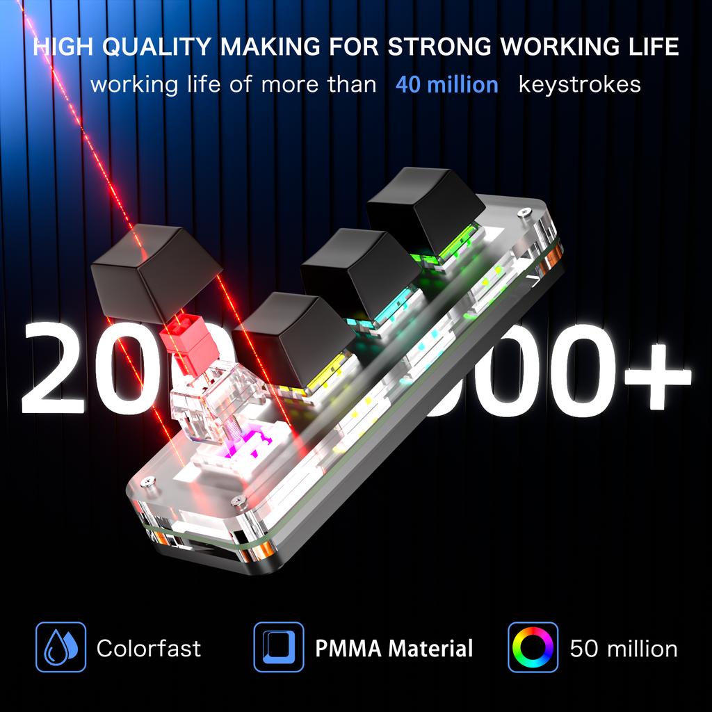 Mini Macro Mechanical Keyboard 4 Keys USB Wired RGB Gaming Custom Programming Portable Keypad Hot Swap Switch for Photoshop