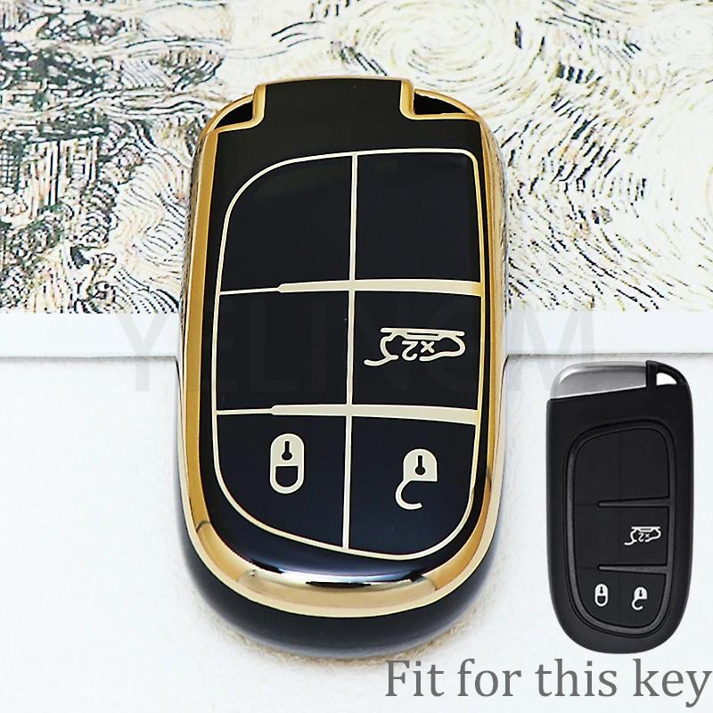 3 5 Buttons Soft Tpu Car Key Case Cover For Jeep Grand Cherokee Dodge Jcuv Dart Journey Chrysler 300C Fiat Remote Fob Keychain