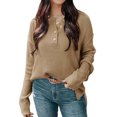 Damen-Winter-Freizeitpullover, einfarbig, vielseitig, warm, Pullover, Strickjacke, Damen-Top