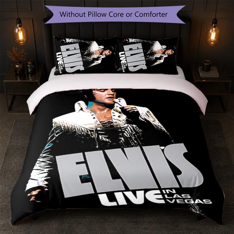 Set Copripiumino Elvis Presley 3 Pezzi 1 Copripiumino e 2 Federe Biancheria da Letto Morbida per Camera da Letto Domestica