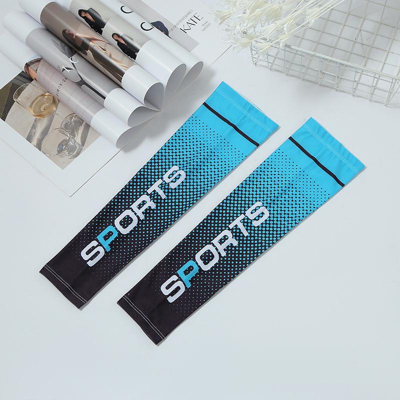 

Цветные блоки Ледяной шелк Защита от солнца Рукава для рук для занятий спортом на открытом воздухе One Size озеро синий