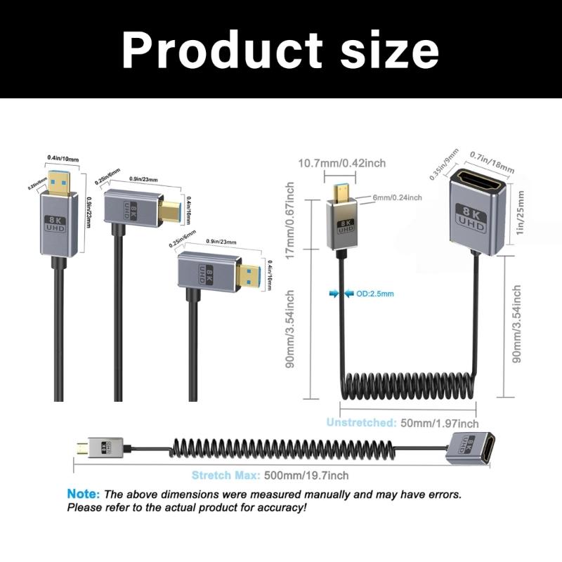 2.1 version 8K60hz Cable Microed to Standard 48Gbps Fast Speed Dynamic Support 4K120Hz Coaxial Design Flexible Cord
