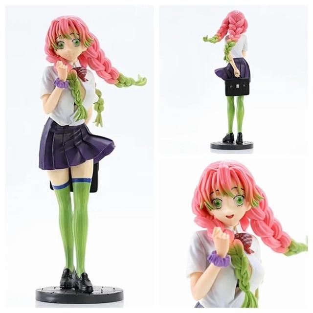 28cm Demon Slayer Anime Figure Gk Uniform Kanroji Mitsuri Action Figure Kimetsu No Yaiba Figurine Collection Model Doll Toys