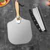 Pizza Shovel Aluminum Pizza Scraper 12inch Metal Pizza Spatula(12"x14") With a Swing Cutter and a Foldable Wooden Handle Suitable for Baking