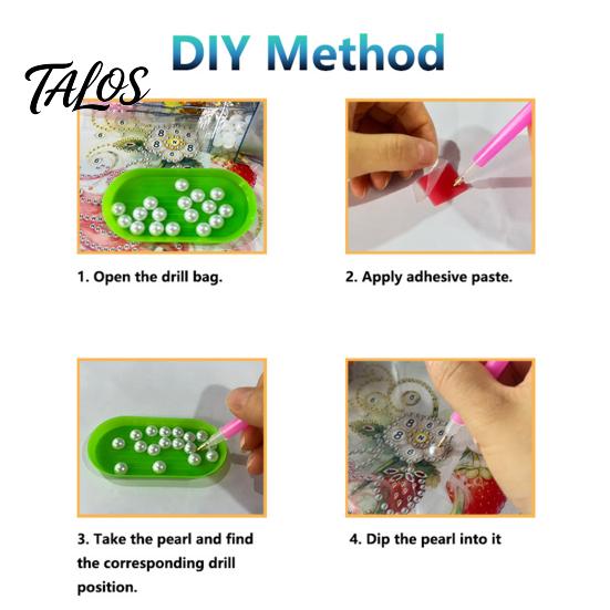 Decorative Tabletop Craft Ornaments Luxury Faux Pearl Rhinestone Painting Kit, 25x25cm DIY Resin Art with Animal Unique Projects Floral Patterns,