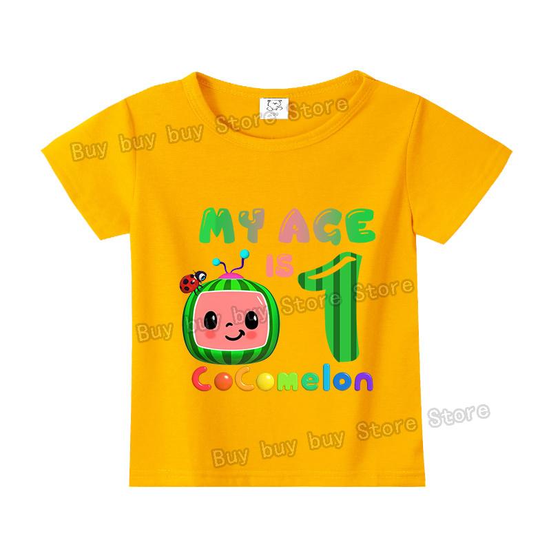 Cocomelons Kids Short Sleeve T-shirt Number 1-9 Cartoon Birthday Children Clothing Summer Sportswear Tshirt Boys Colorful Tee