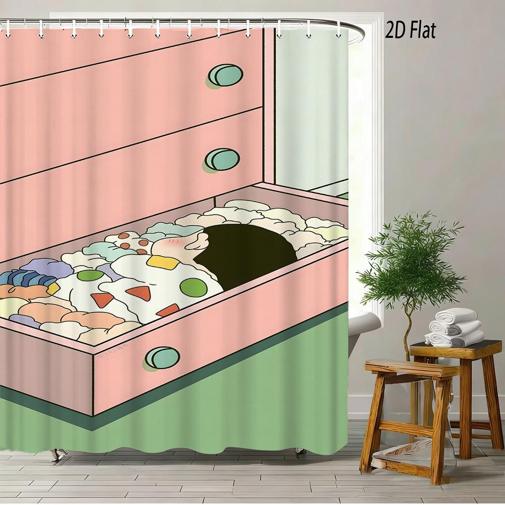 Crayon Shin-Chan The Movie Super Power Battle 2D Print Waterproof Shower Curtain, Yellow Bathroom Decor With Hooks